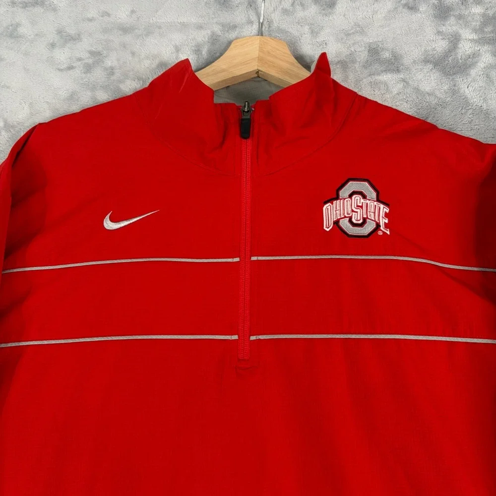 Ohio State Buckeyes Mens Large Nike Storm-Fit 1/4 Zip Pullover Jacket Red